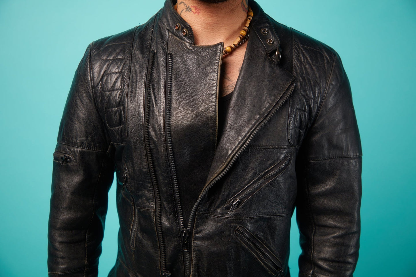 Men's Black Faux Leather Jacket - VinCo Apparel