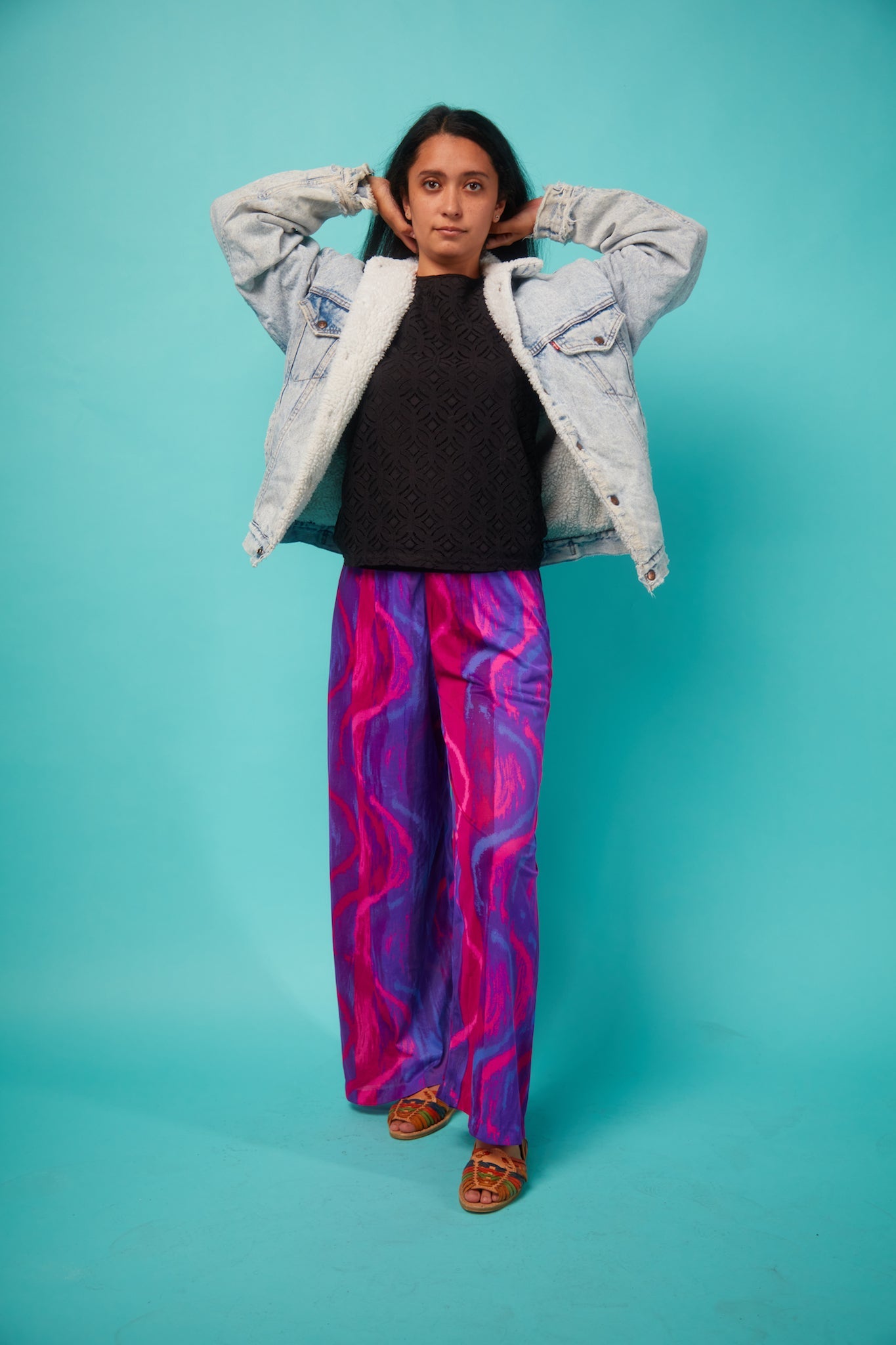 Women's Light Blue Jean Jacket with Faux Fur Lining - VinCo Apparel