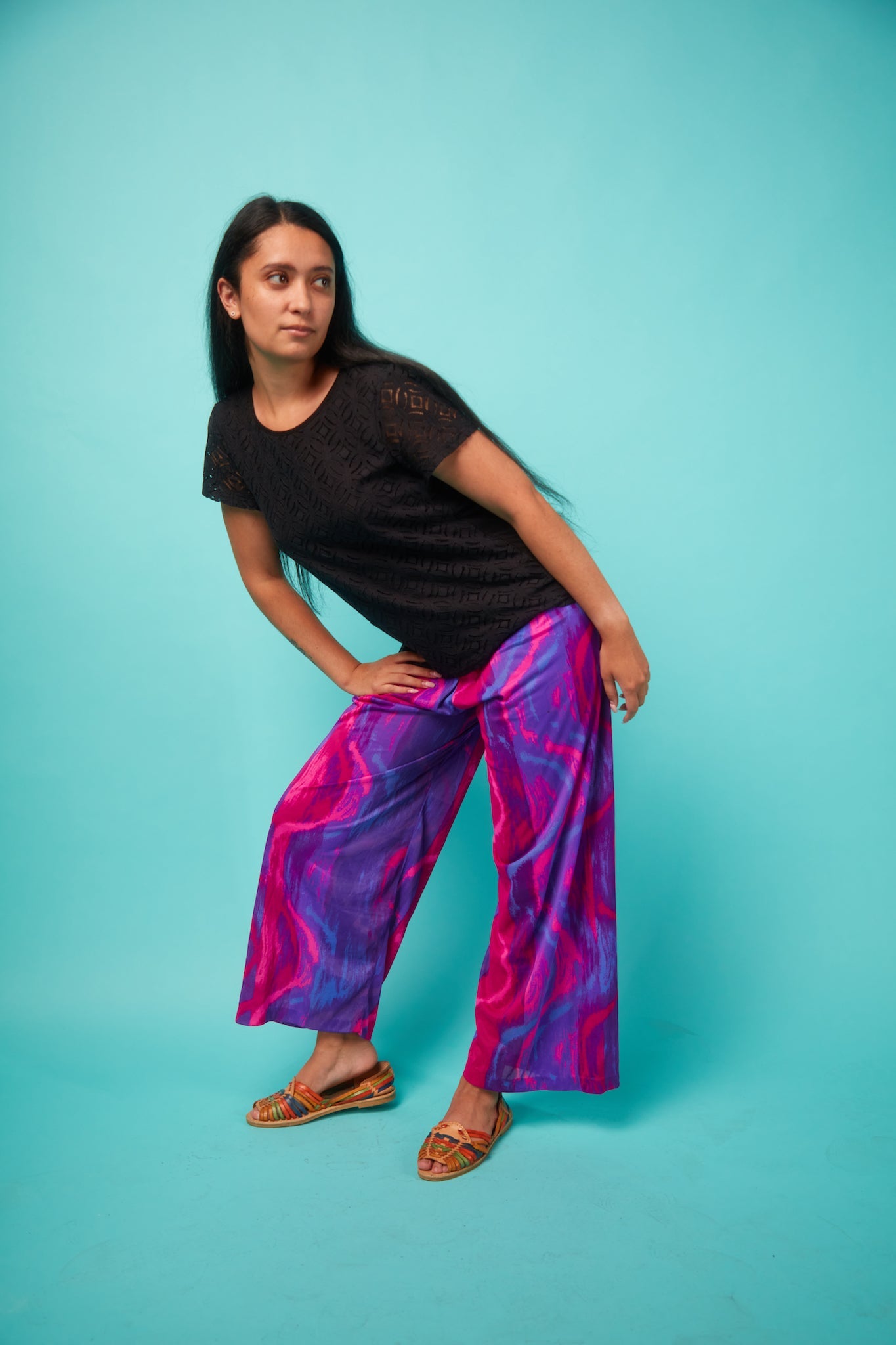 Colorful Women's Satin Wide-Legged Pants - VinCo Apparel