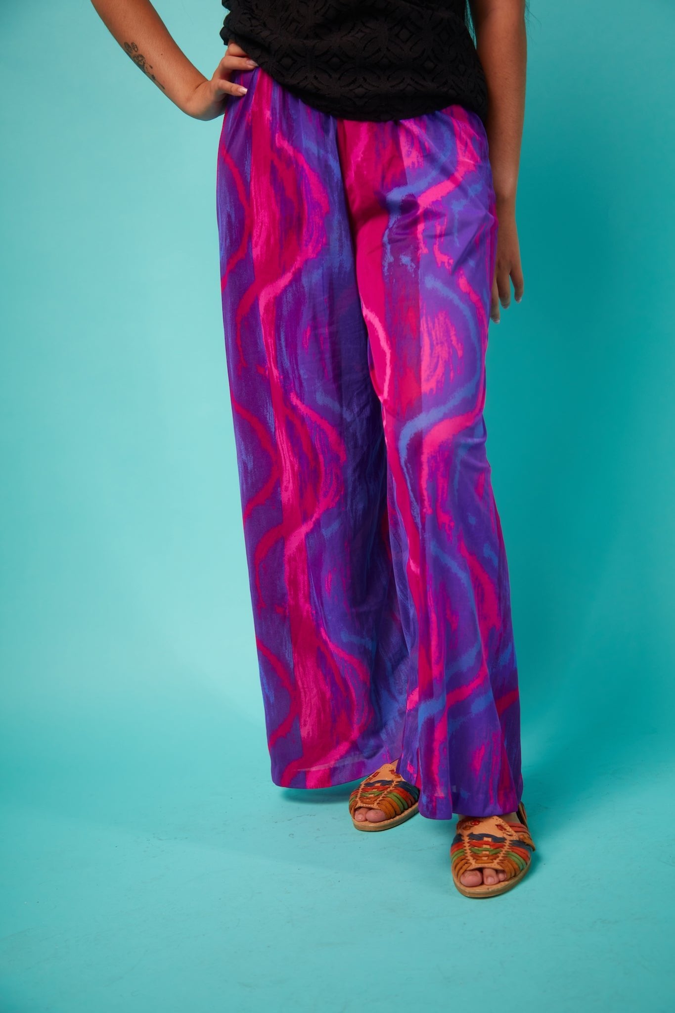 Colorful Women's Satin Wide-Legged Pants - VinCo Apparel