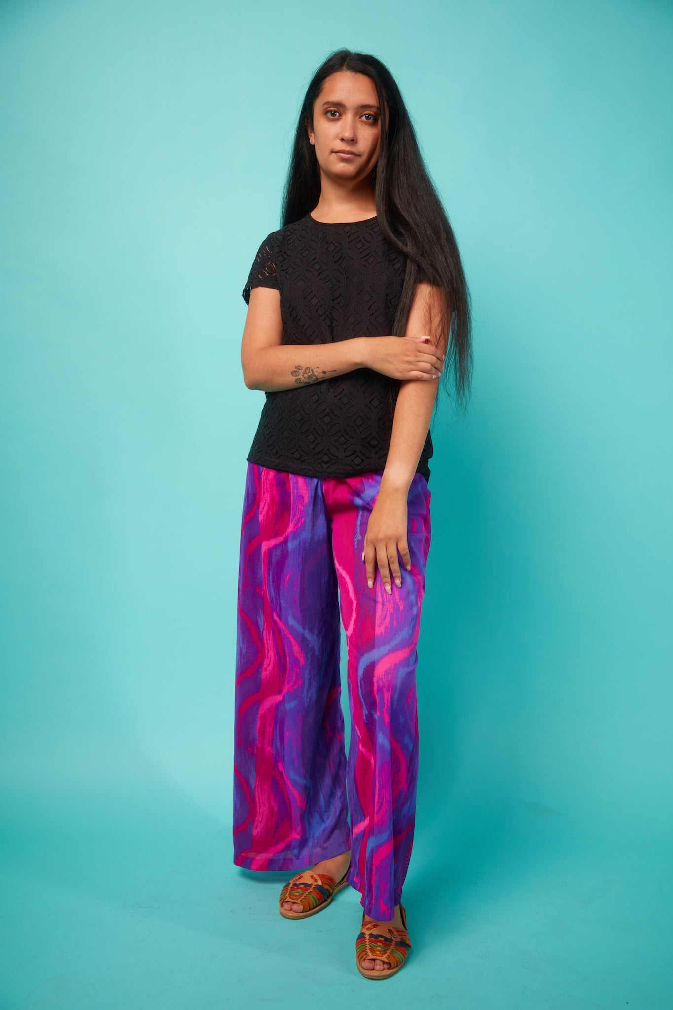 Colorful Women's Satin Wide-Legged Pants - VinCo Apparel