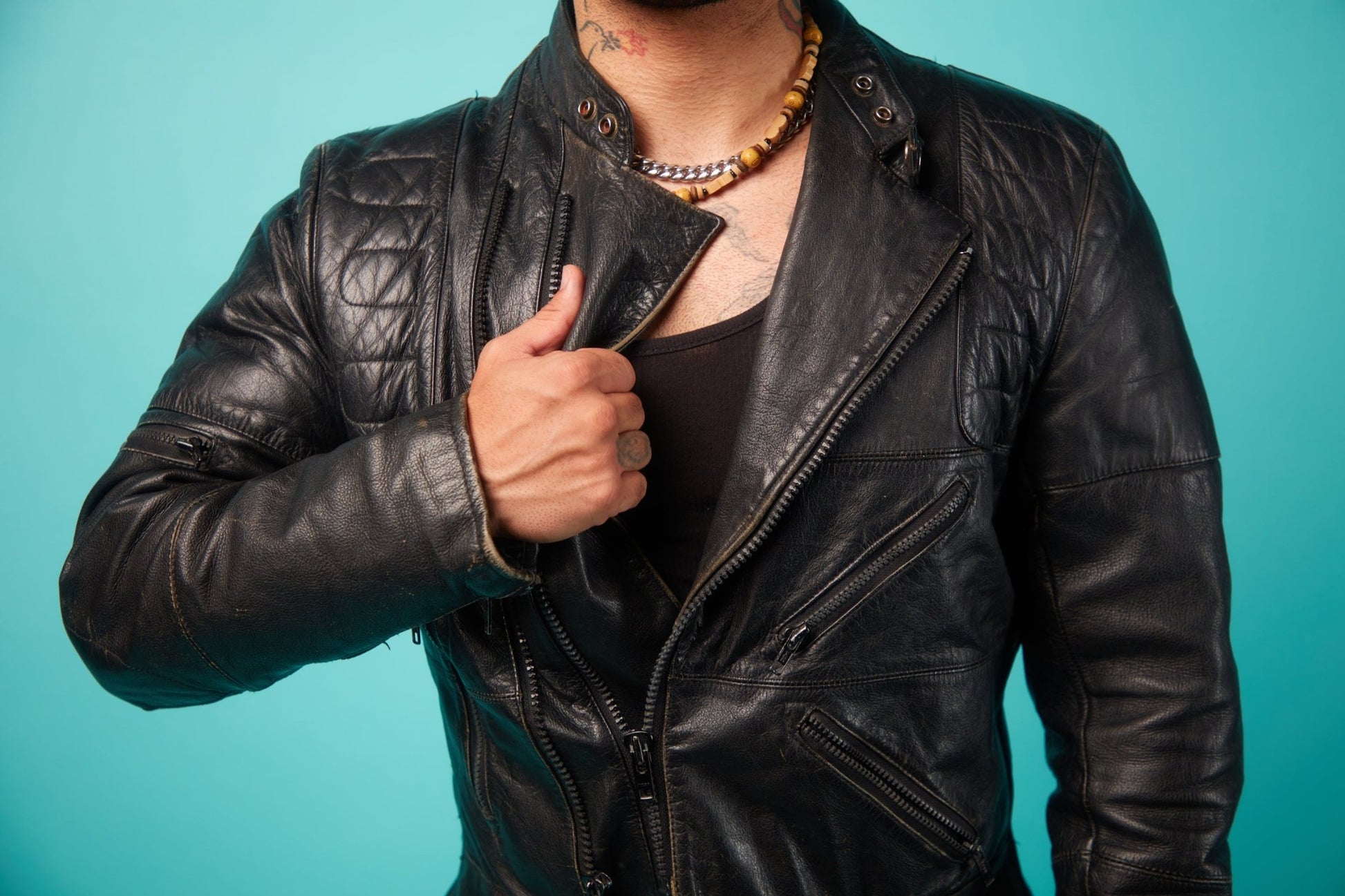Men's Black Faux Leather Jacket - VinCo Apparel