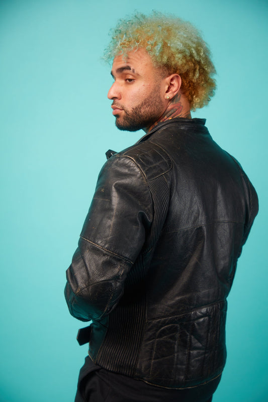 Men's Black Faux Leather Jacket - VinCo Apparel