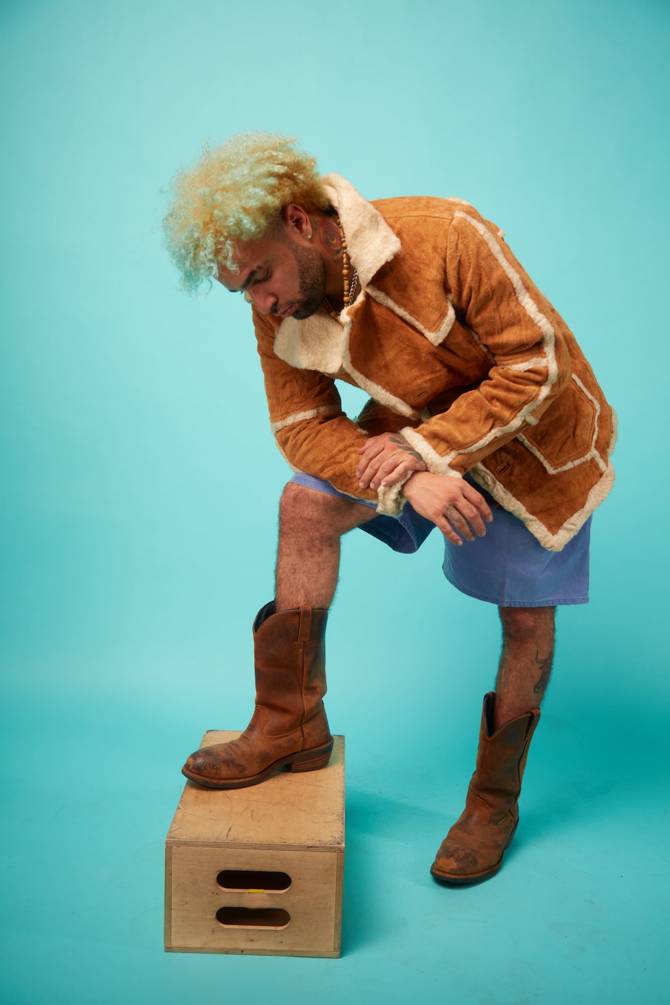 Men's Brown Leather Cowboy Boots - VinCo Apparel