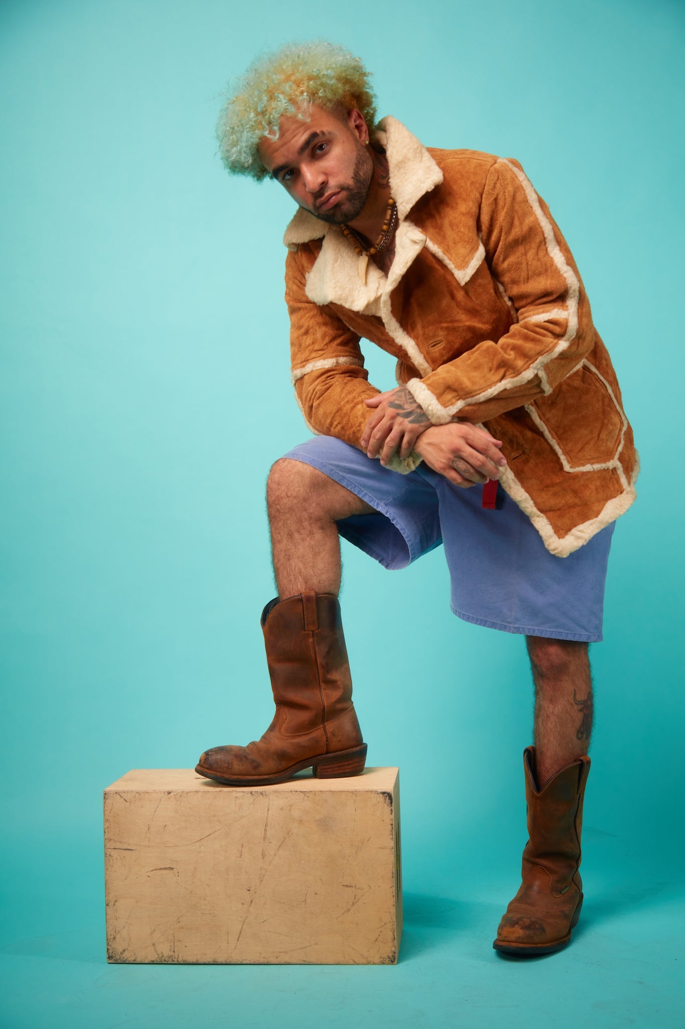 Men's Brown Leather Cowboy Boots - VinCo Apparel