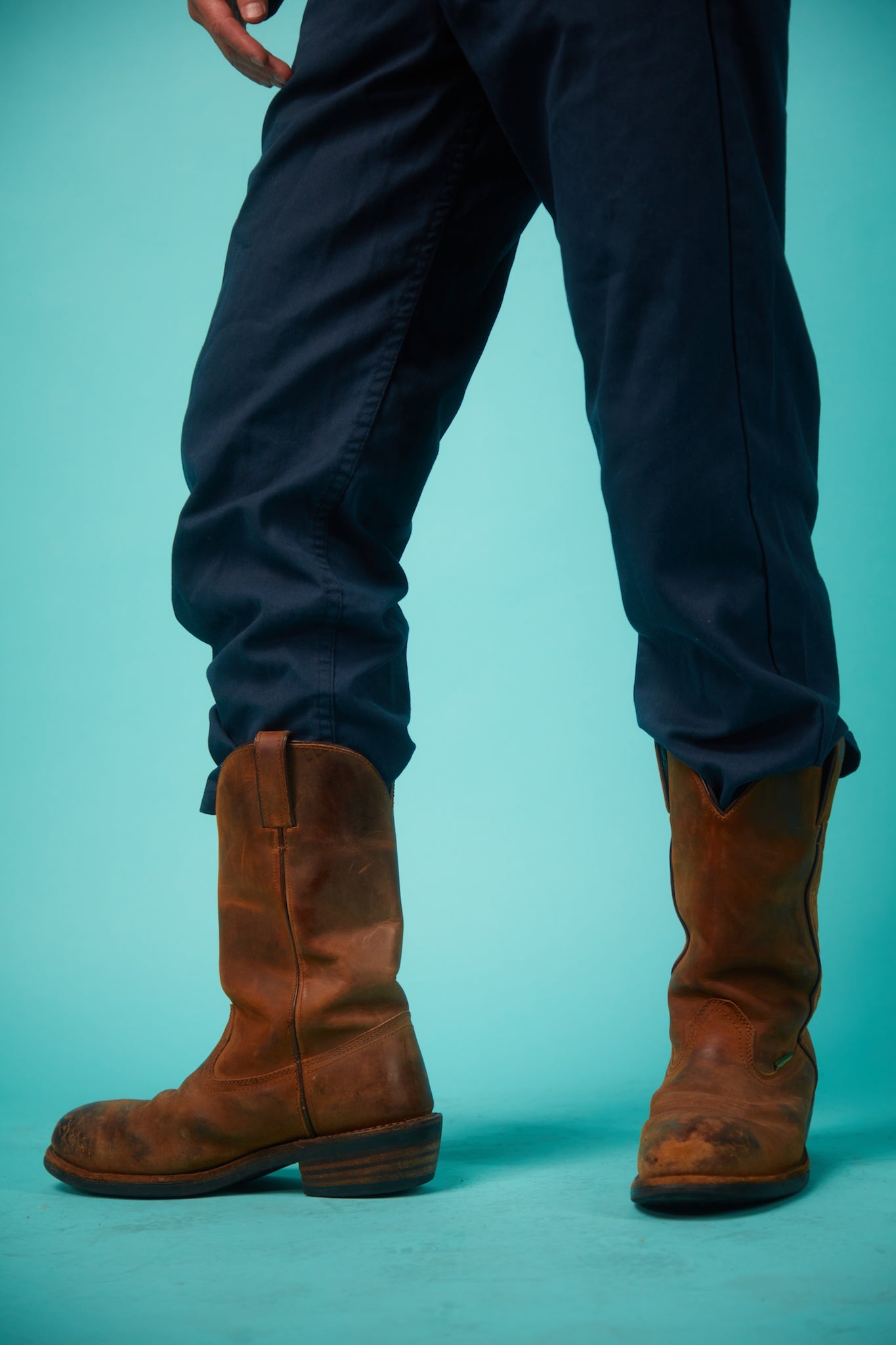 Men's Brown Leather Cowboy Boots - VinCo Apparel