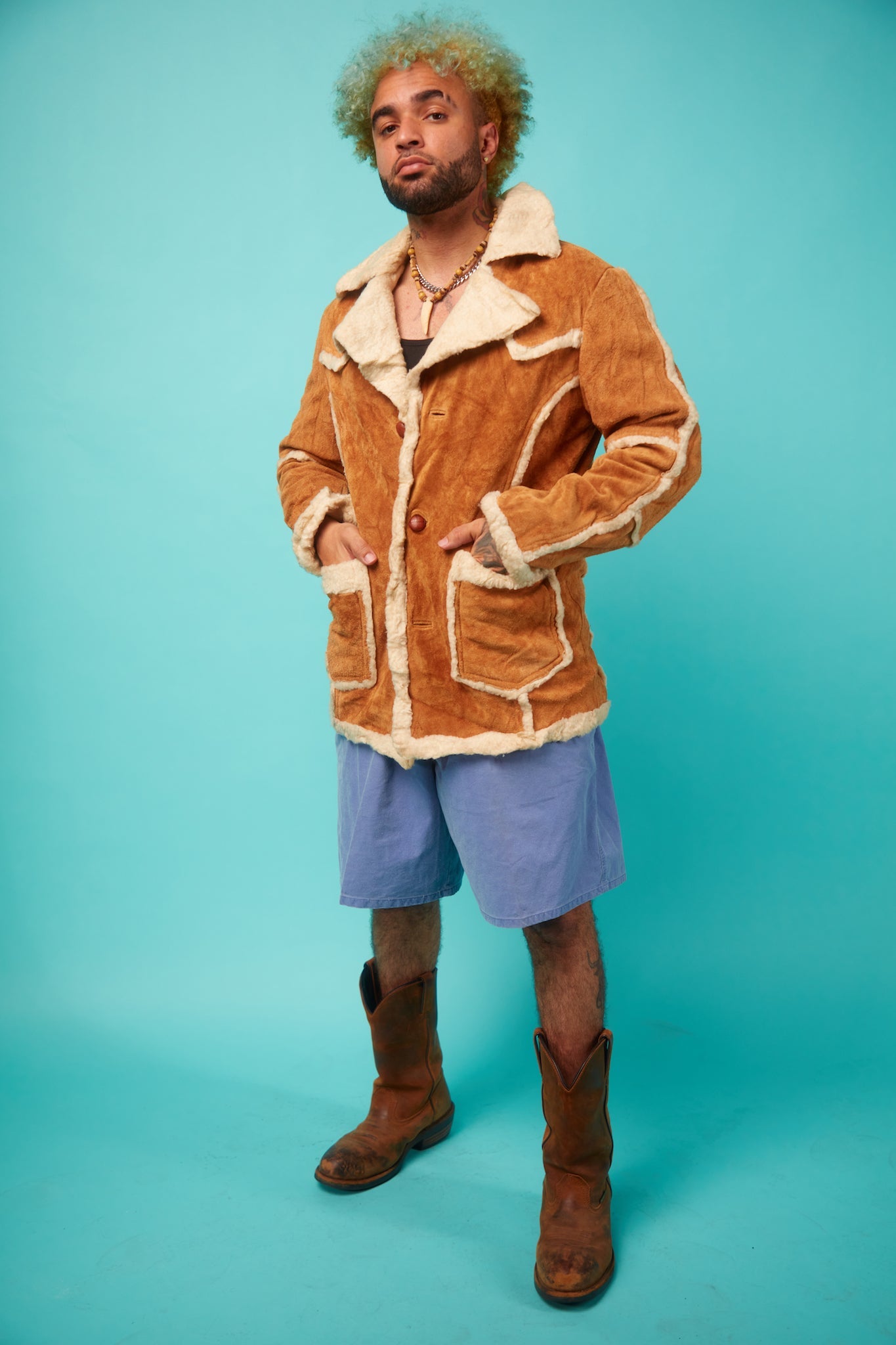 Men's Brown Leather Cowboy Boots - VinCo Apparel