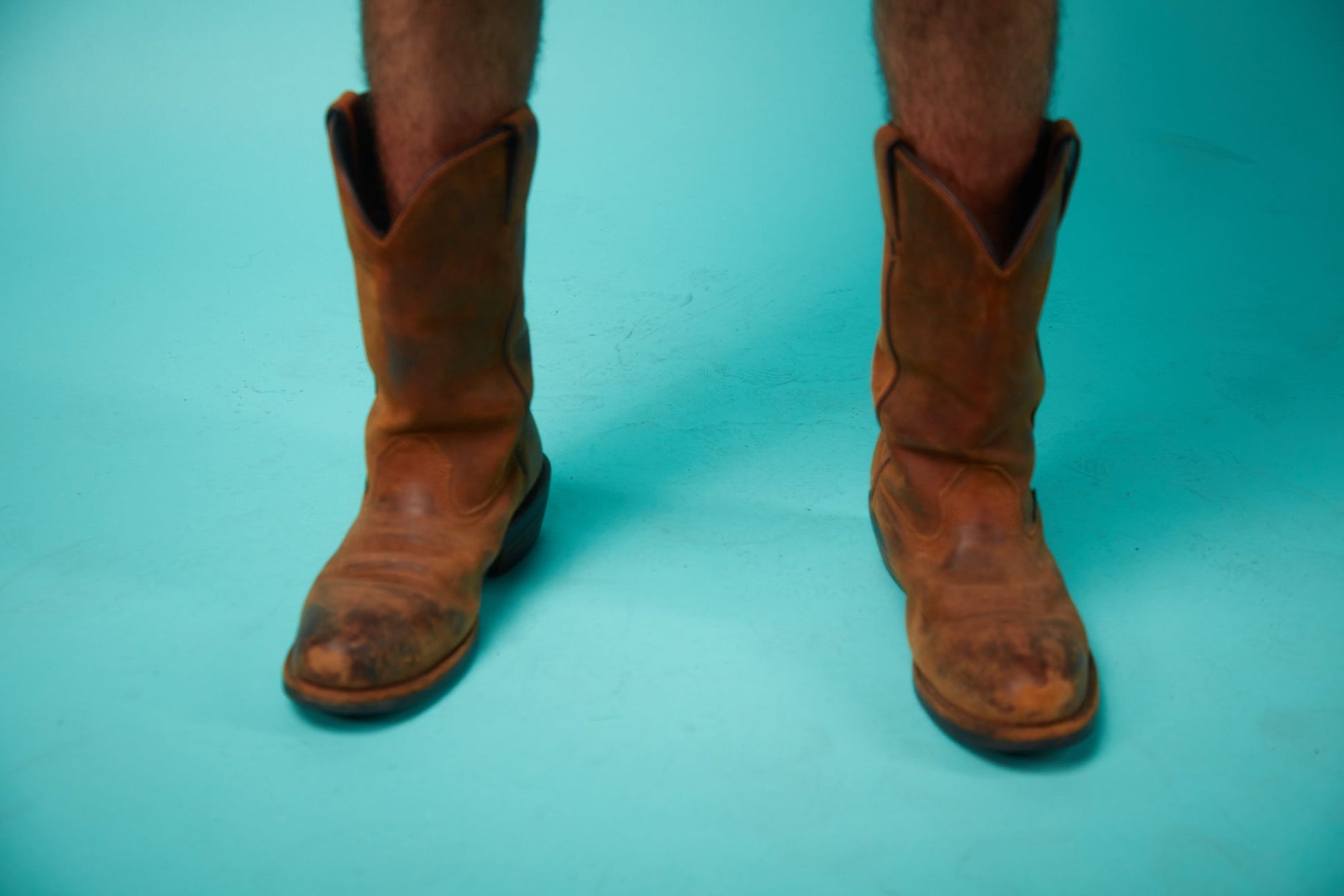 Men's Brown Leather Cowboy Boots - VinCo Apparel