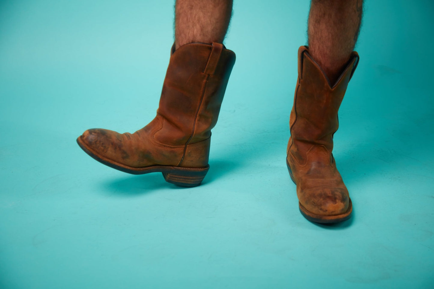 Men's Brown Leather Cowboy Boots - VinCo Apparel