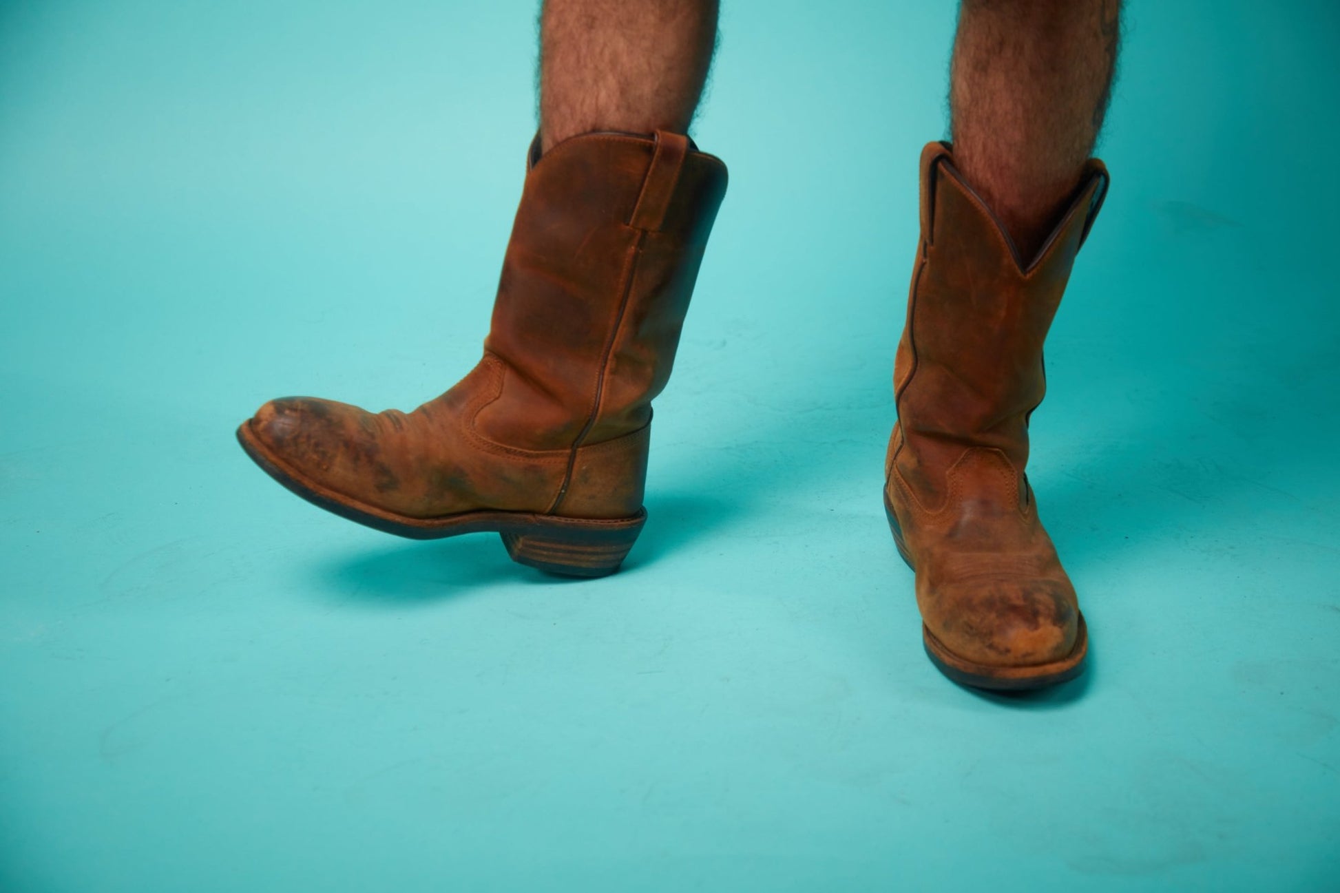 Men's Brown Leather Cowboy Boots - VinCo Apparel