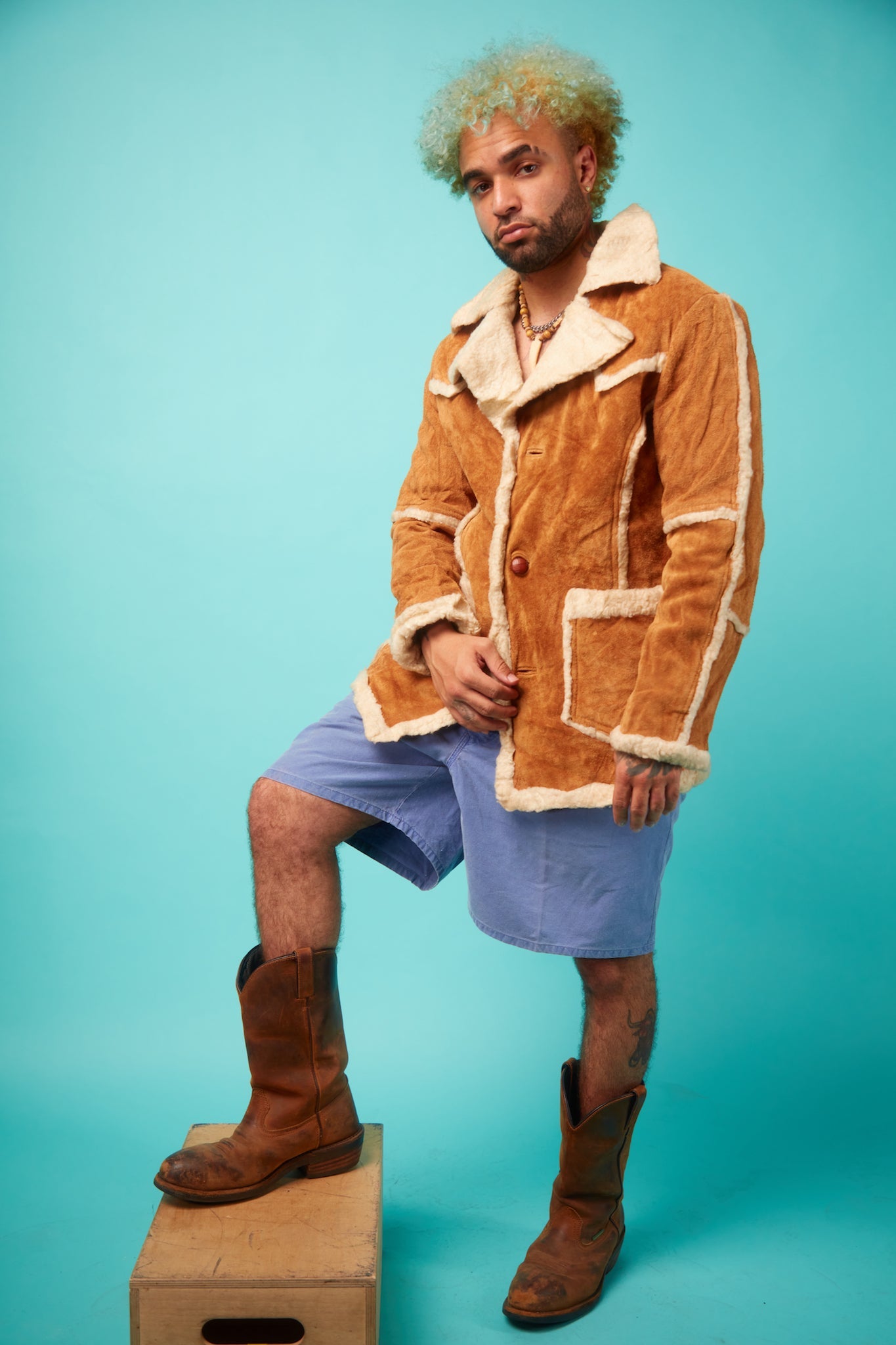 Men's Faux Suede Coat with Faux Fur Lining - VinCo Apparel