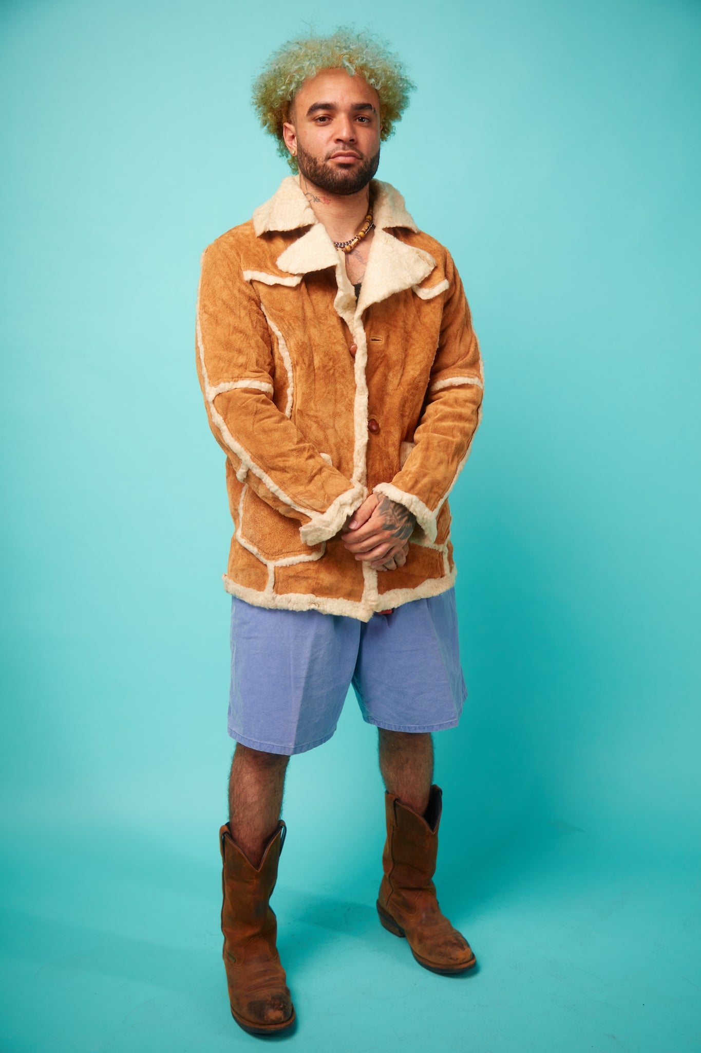 Men's Faux Suede Coat with Faux Fur Lining - VinCo Apparel