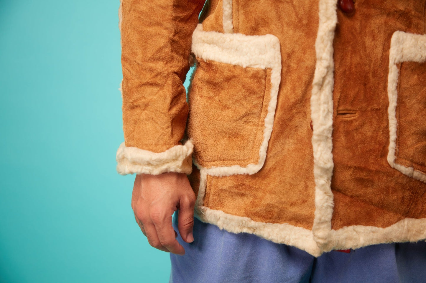 Men's Faux Suede Coat with Faux Fur Lining - VinCo Apparel