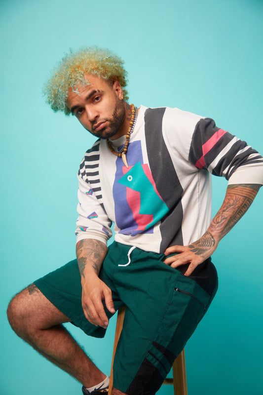 Vintage Graphic Sweater + Boat Shorts (Green) - VinCo Apparel