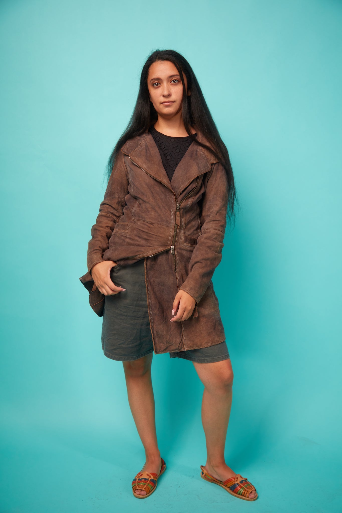 Women's Brown Faux Leather Coat - VinCo Apparel