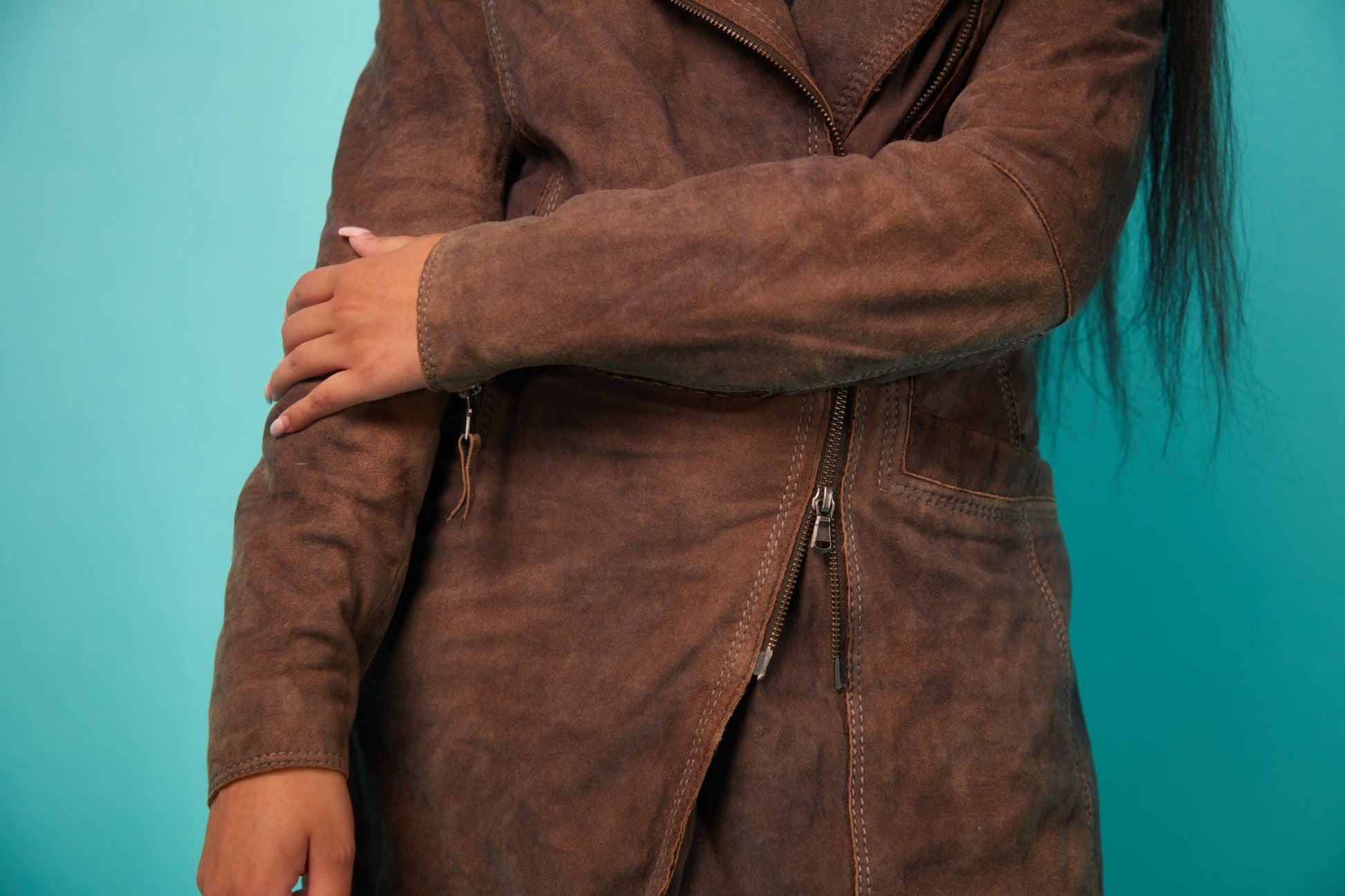 Women's Brown Faux Leather Coat - VinCo Apparel