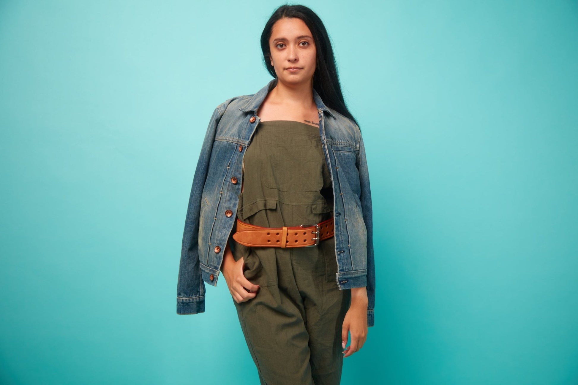 Women's Khaki Green Overalls - VinCo Apparel