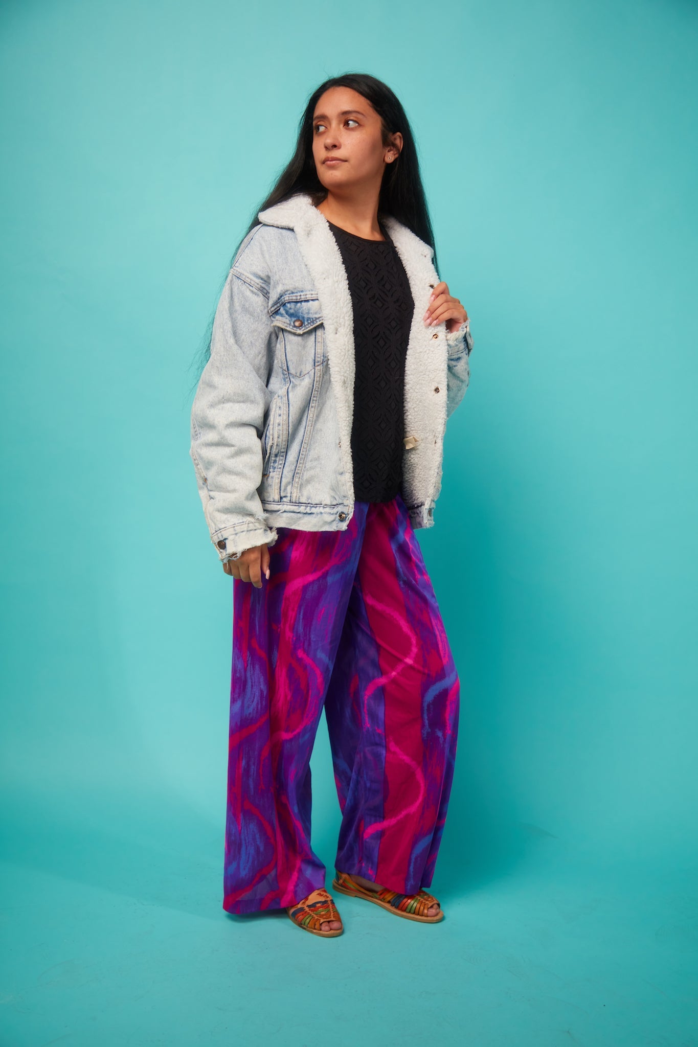 Women's Light Blue Jean Jacket with Faux Fur Lining - VinCo Apparel