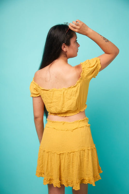 Women's Yellow Two-Piece Outfit - VinCo Apparel